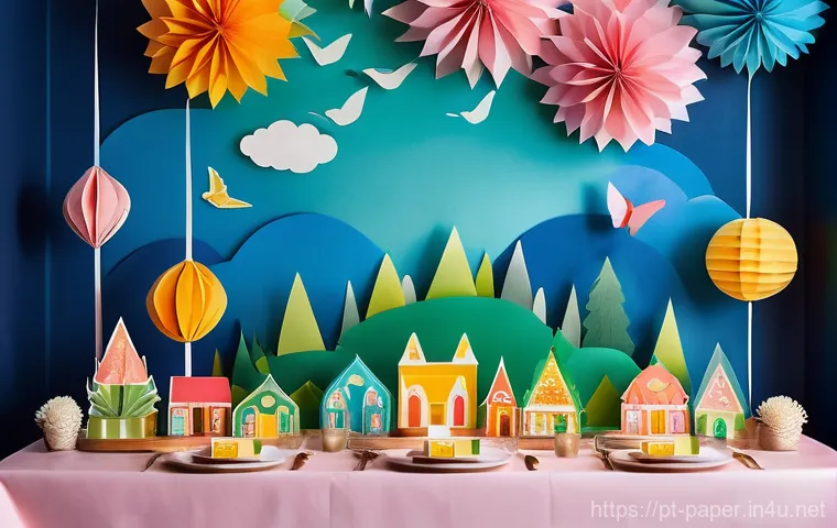 종이공예 작품 아이디어 - "A close-up, flat lay shot of a beautifully arranged collection of handmade paper gifts and personal...