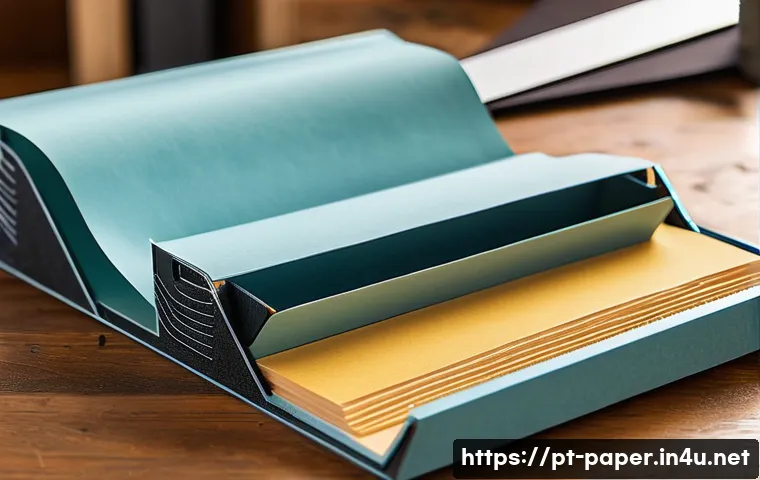 종이로 만든 커스터마이즈 소품 - A detailed close-up of a handcrafted paper organizer made from thick cardstock, showcasing clean, pr...