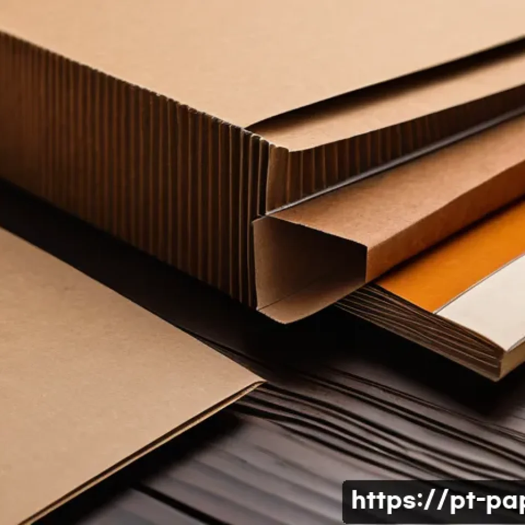 종이상자 만들기 - A detailed close-up of various types of paper materials used for making boxes, including smooth dupl...
