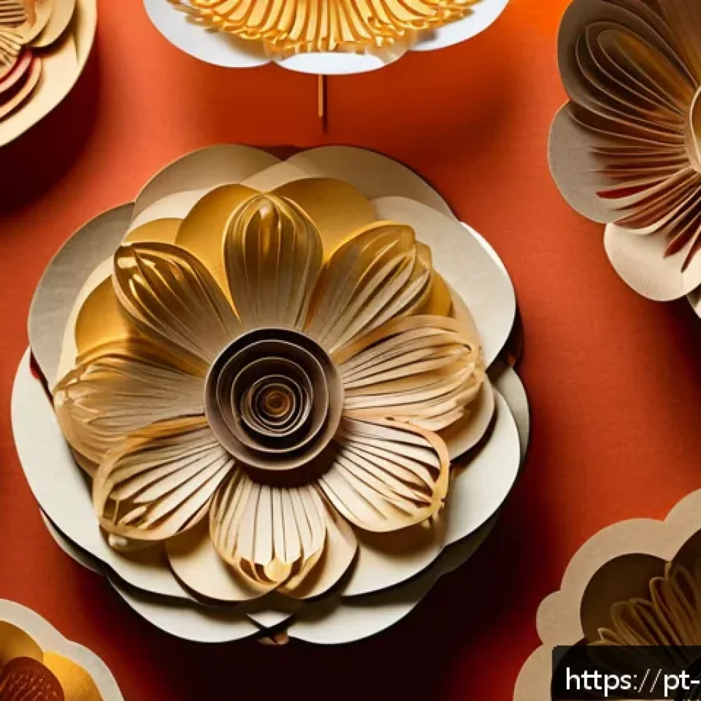 페이퍼 아트 창작 - A delicate and intricate paper sculpture of blooming flowers created by combining precise cuts and s...