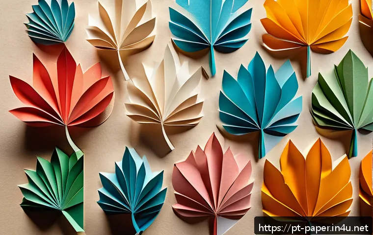 종이조각 기술 - A close-up view of an intricate paper art piece showcasing precise folds and cuts on kraft and trans...